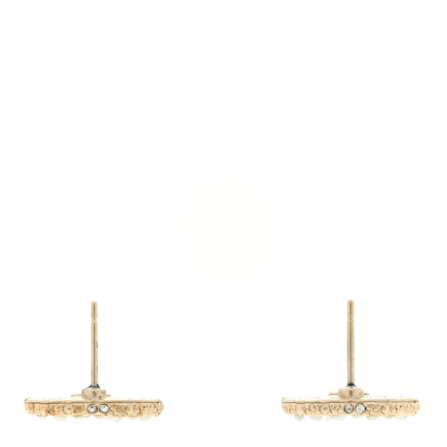 Metal Graduated Pearl Crystal CC Earrings Light Gold
