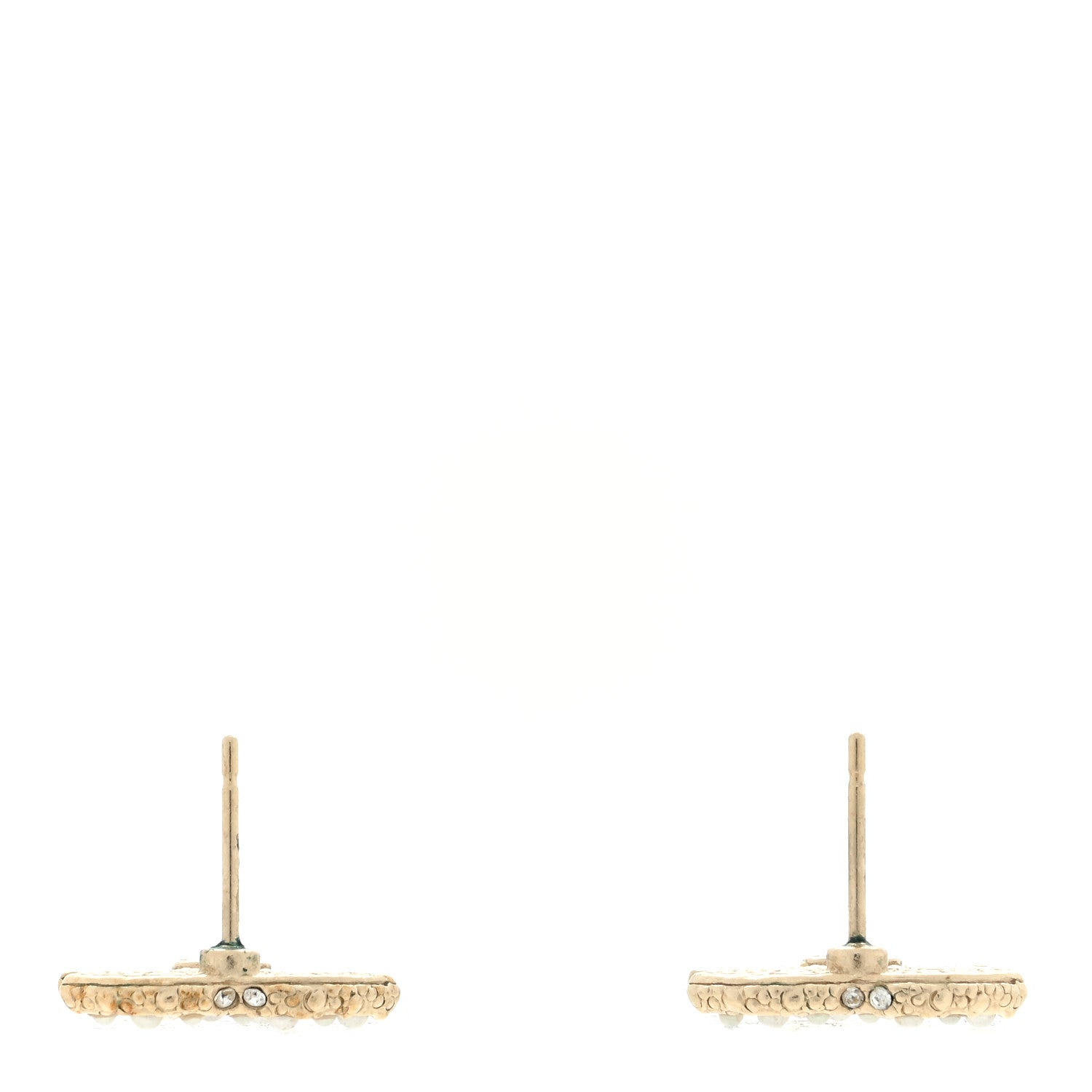 Chanel Metal Graduated Pearl Crystal CC Earrings Light Gold 3 of 4