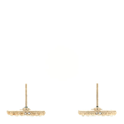 Chanel Metal Graduated Pearl Crystal CC Earrings Light Gold 3 of 4