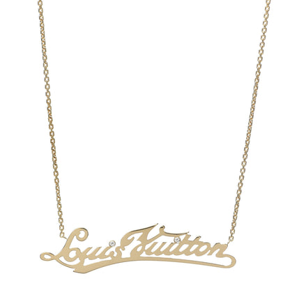 Louis Vuitton 18K Yellow Gold Diamond ID Nameplate Necklace 1 of 5