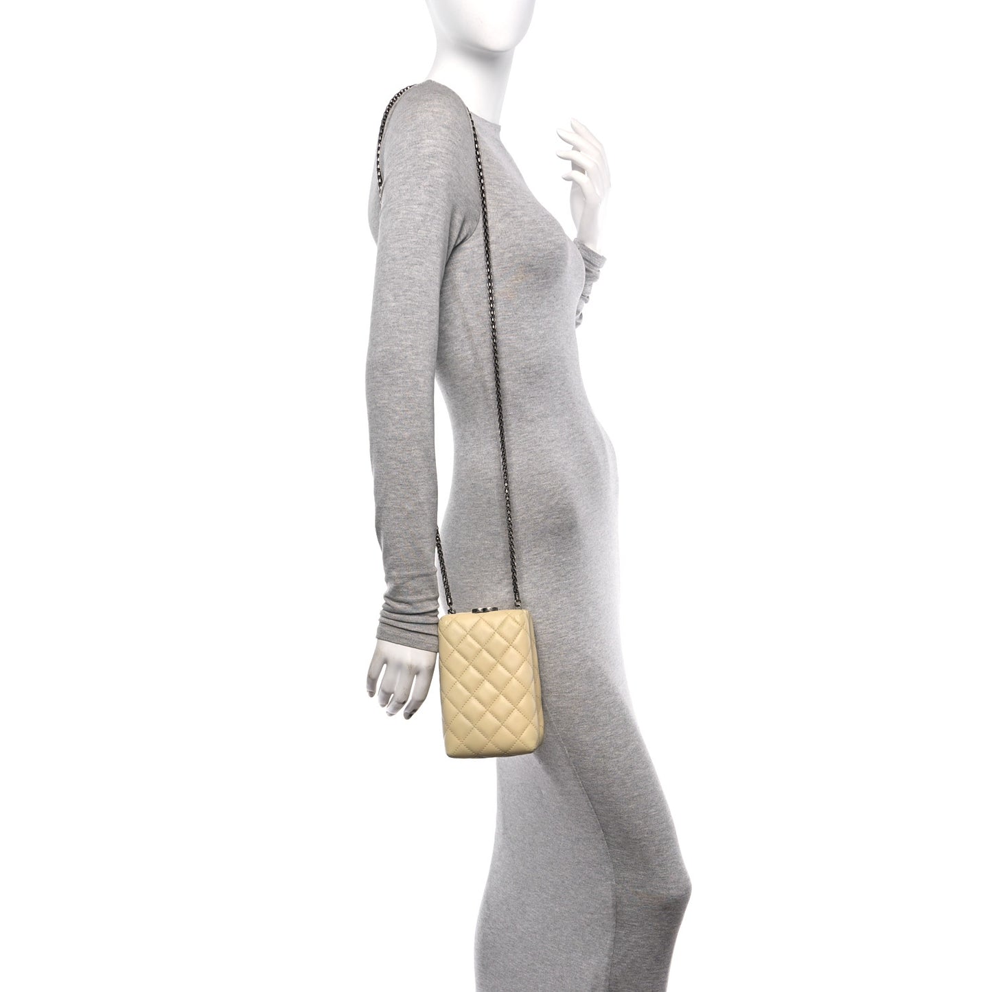 Lambskin Quilted Kisslock Crossbody Yellow