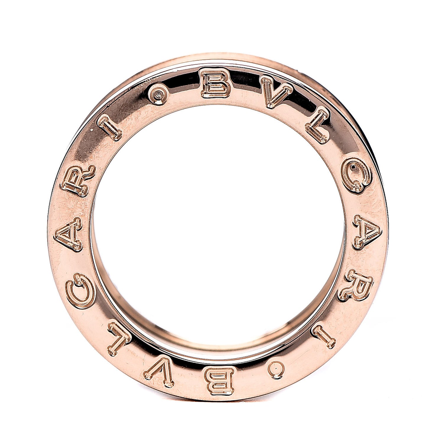 18K Rose Gold White Ceramic B.Zero1 Four-Band Ring 49 4.75