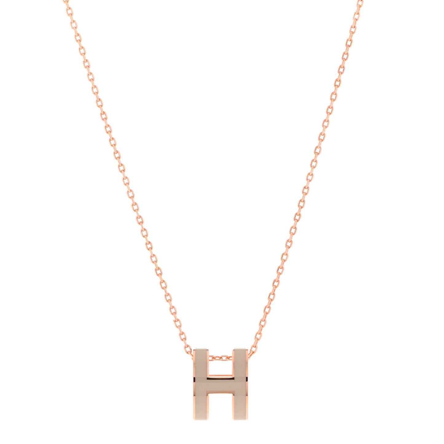 Lacquered Rose Gold Pop H Pendant Necklace Marron Glace