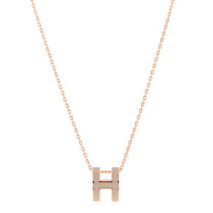 Hermes Lacquered Rose Gold Pop H Pendant Necklace Marron Glace 1 of 7
