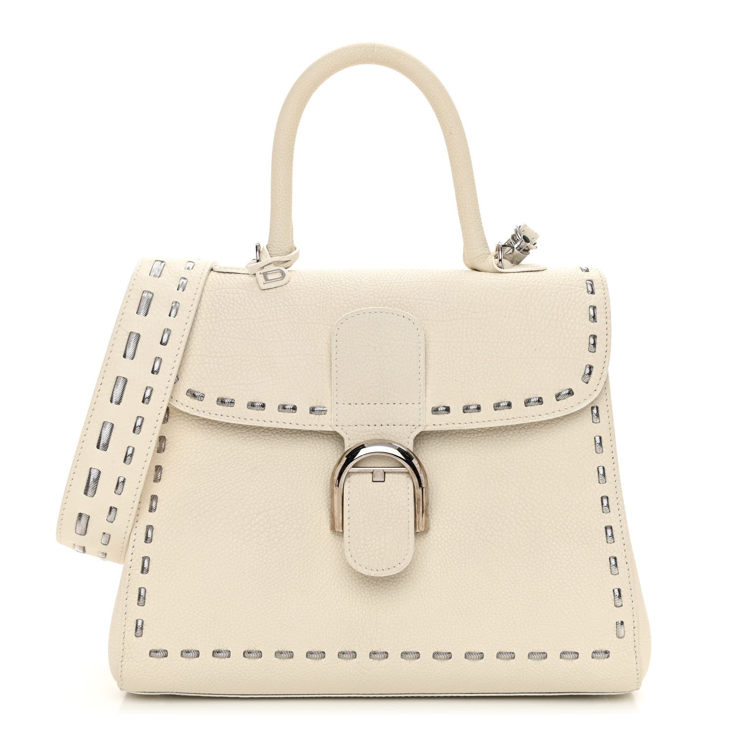 Delvaux Crispy Calfskin MM Brillant Satchel Ivory 1 of 9
