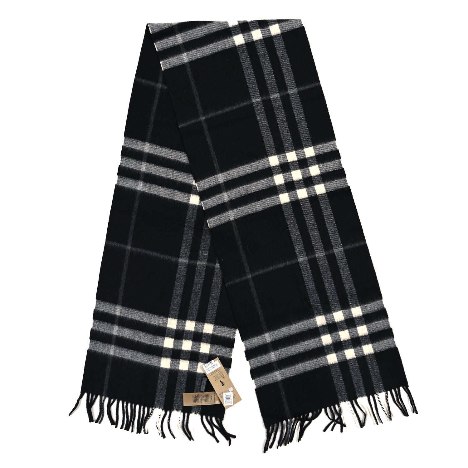 Burberry Cashmere Giant Check Scarf Black 2 of 4