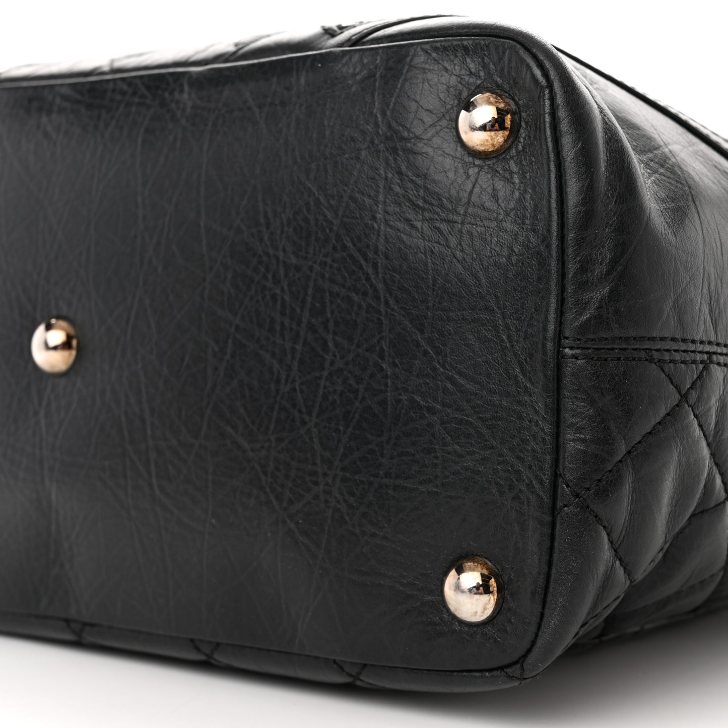 Aged Calfskin Quilted Large Cotton Club Tote Black