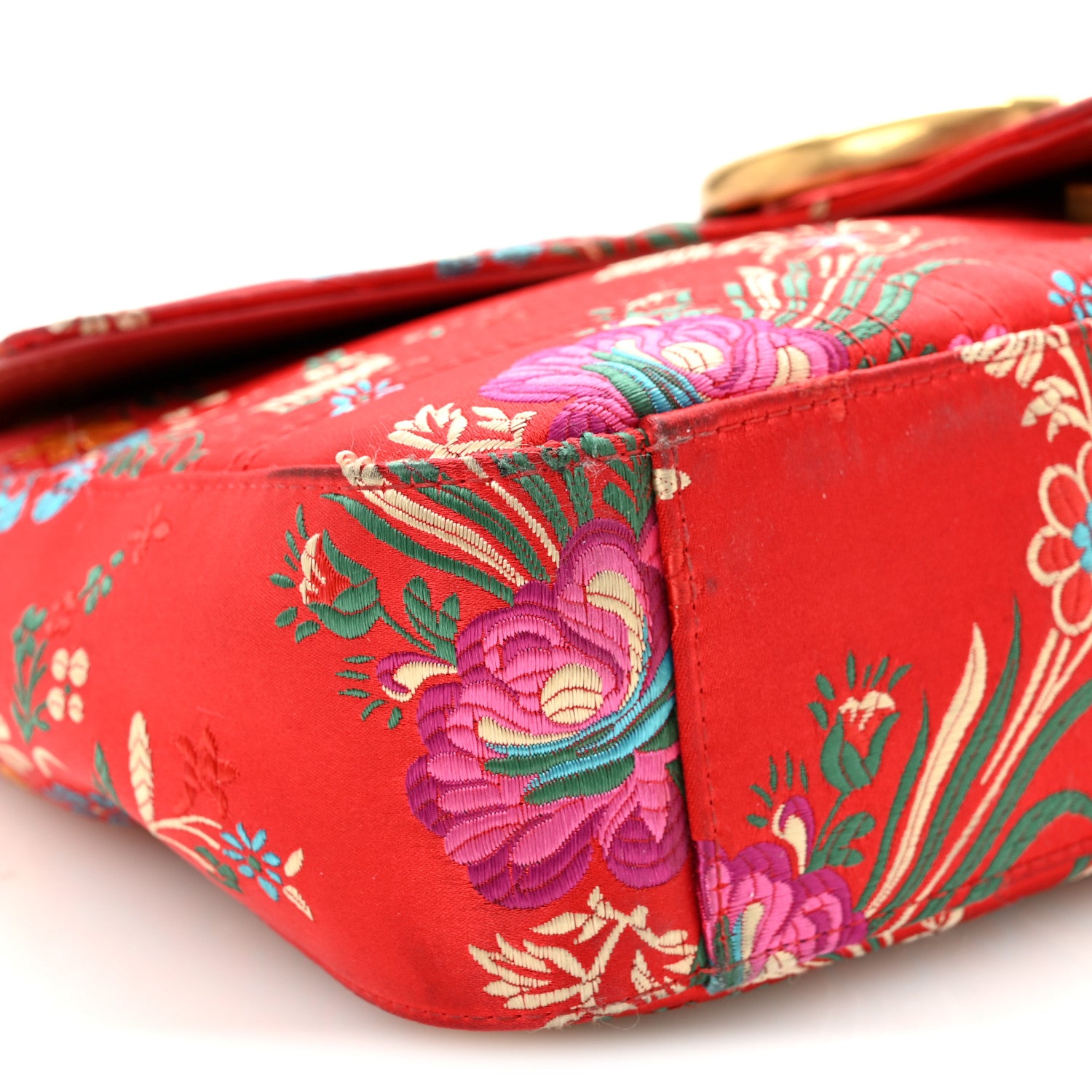 Gucci Jacquard Matelasse Floral Medium GG Marmont Shoulder Bag Red 9 of 11