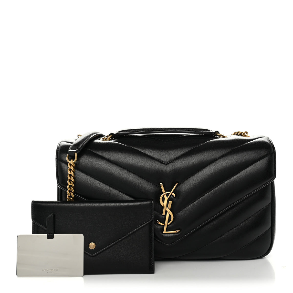 Saint Laurent Lambskin Chevron Quilted Medium Loulou Black 4 of 21