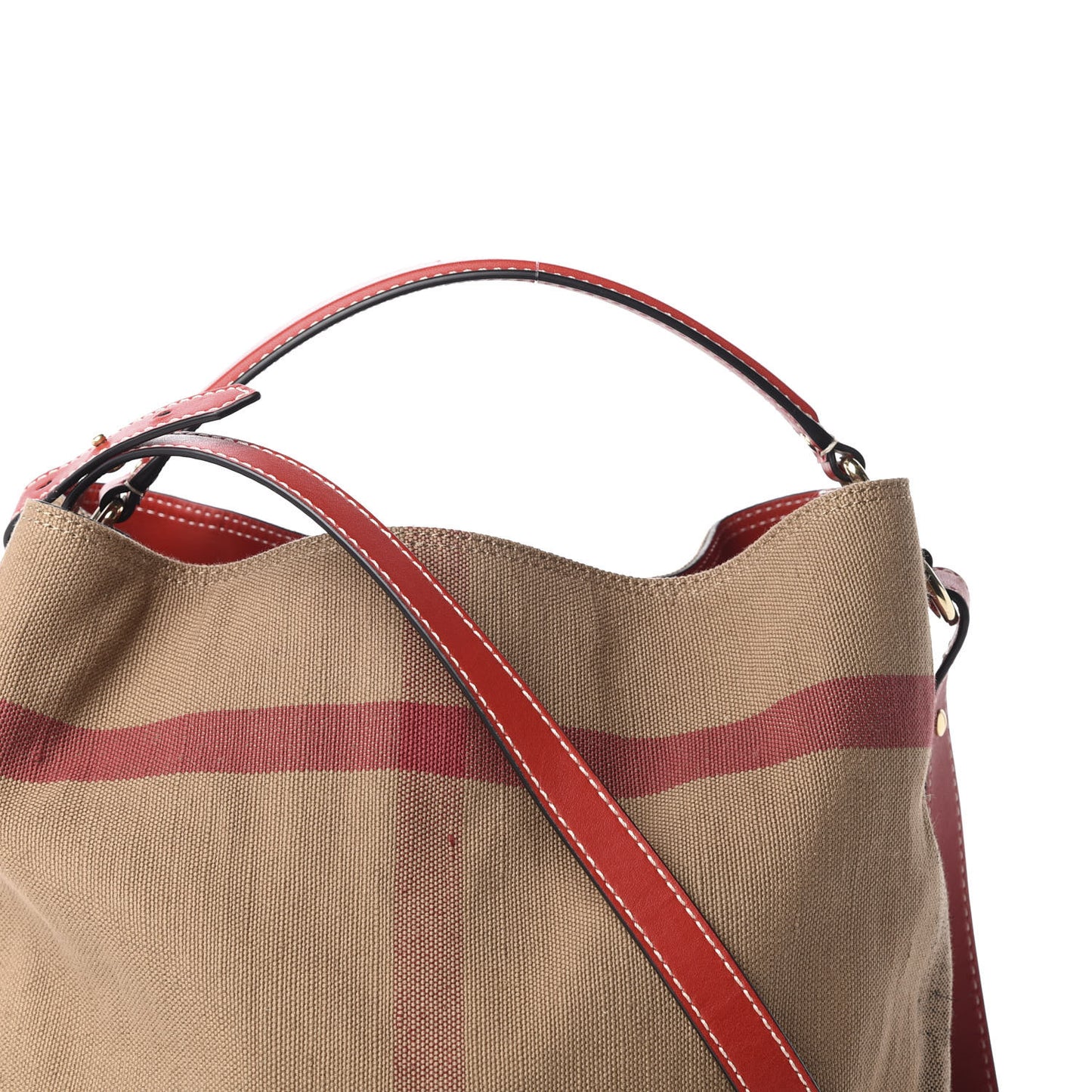 Canvas Mega Check Medium Ashby Hobo Cadmium Red