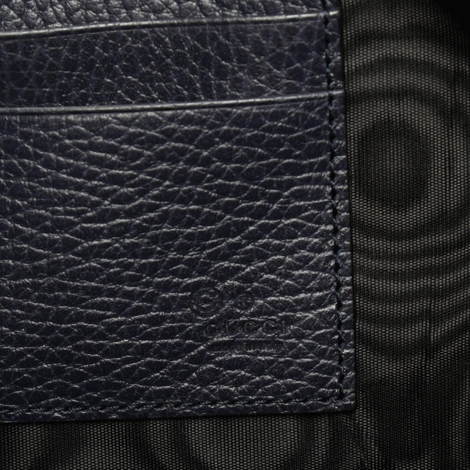 Gucci Grained Calfskin Zip Wristlet Pouch Navy 6 of 7