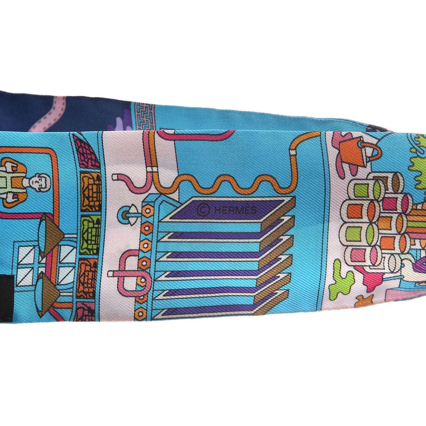 Silk La Maizeon des Carres Twilly Bleu Azur Marine Rose Indien