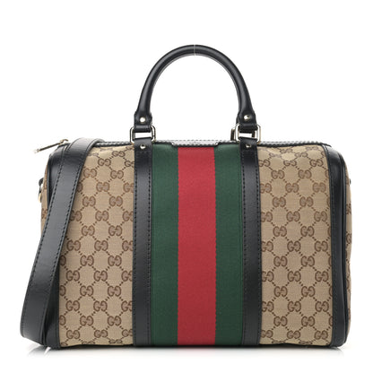 Gucci Monogram Vintage Web Medium Boston Black 1 of 13