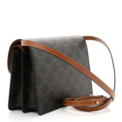 Celine Triomphe Canvas Lambskin Wallet On Strap Tan 3 of 11
