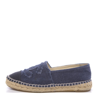 Chanel Denim Toile CC Espadrilles 36 Navy Black 1 of 14