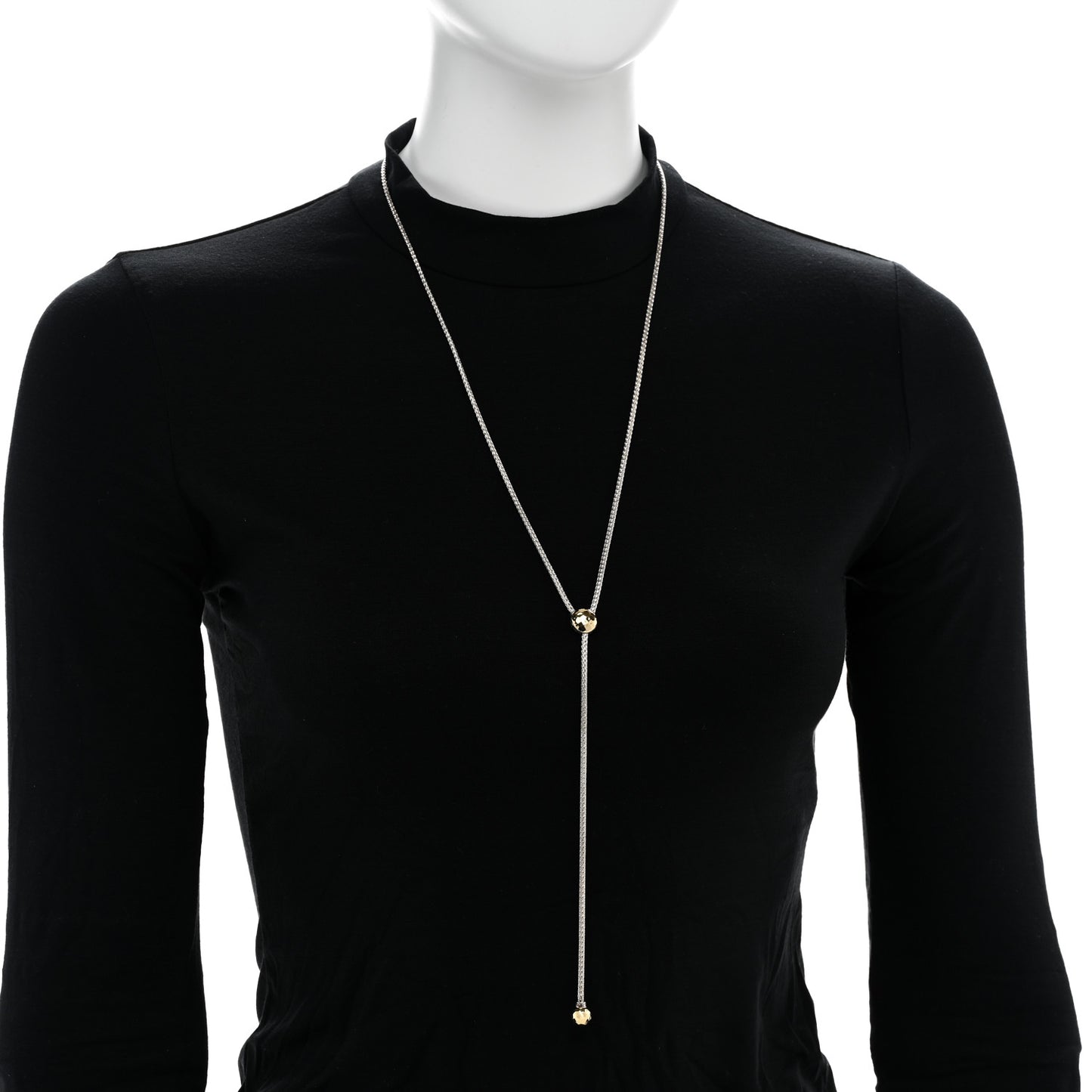 Sterling Silver 18K Yellow Gold Classic Chain Hammered Y Necklace