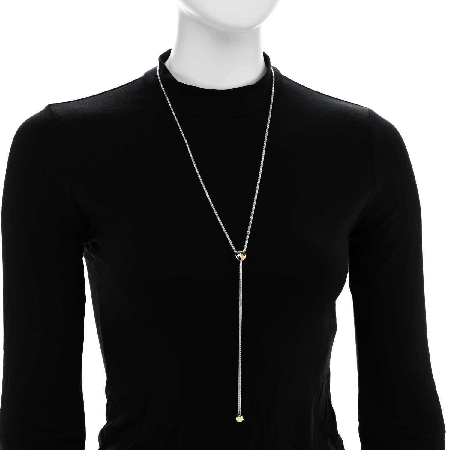John Hardy Sterling Silver 18K Yellow Gold Classic Chain Hammered Y Necklace 2 of 4
