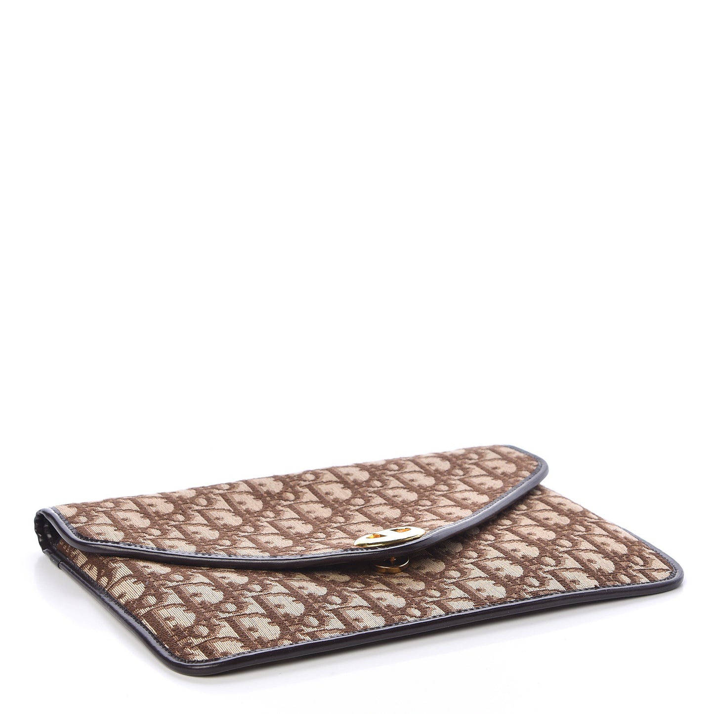 Monogram Envelope Flap Clutch Brown