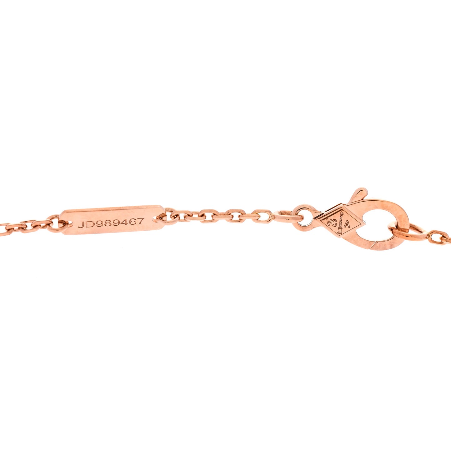 18K Rose Gold Diamond Silver Obsidian Vintage Alhambra Pendant Necklace