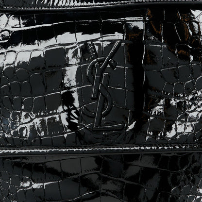 Saint Laurent Patent Crocodile Embossed Lambskin Monogram Medium Niki Chain Satchel Black 8 of 10