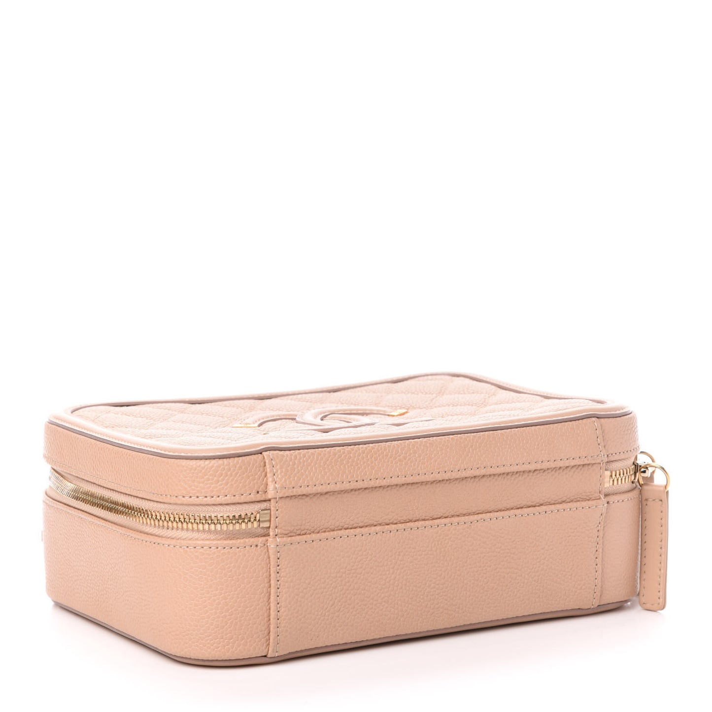 Caviar Quilted Medium CC Filigree Vanity Case Beige