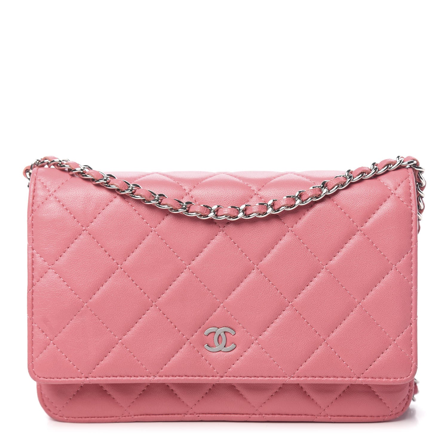 Chanel Lambskin Quilted Wallet On Chain WOC Pink 1 of 14