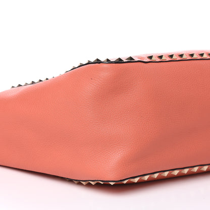 Valentino Garavani Pebbled Calfskin Medium Rockstud Reversible Tote Light Cuir Coral 13 of 18