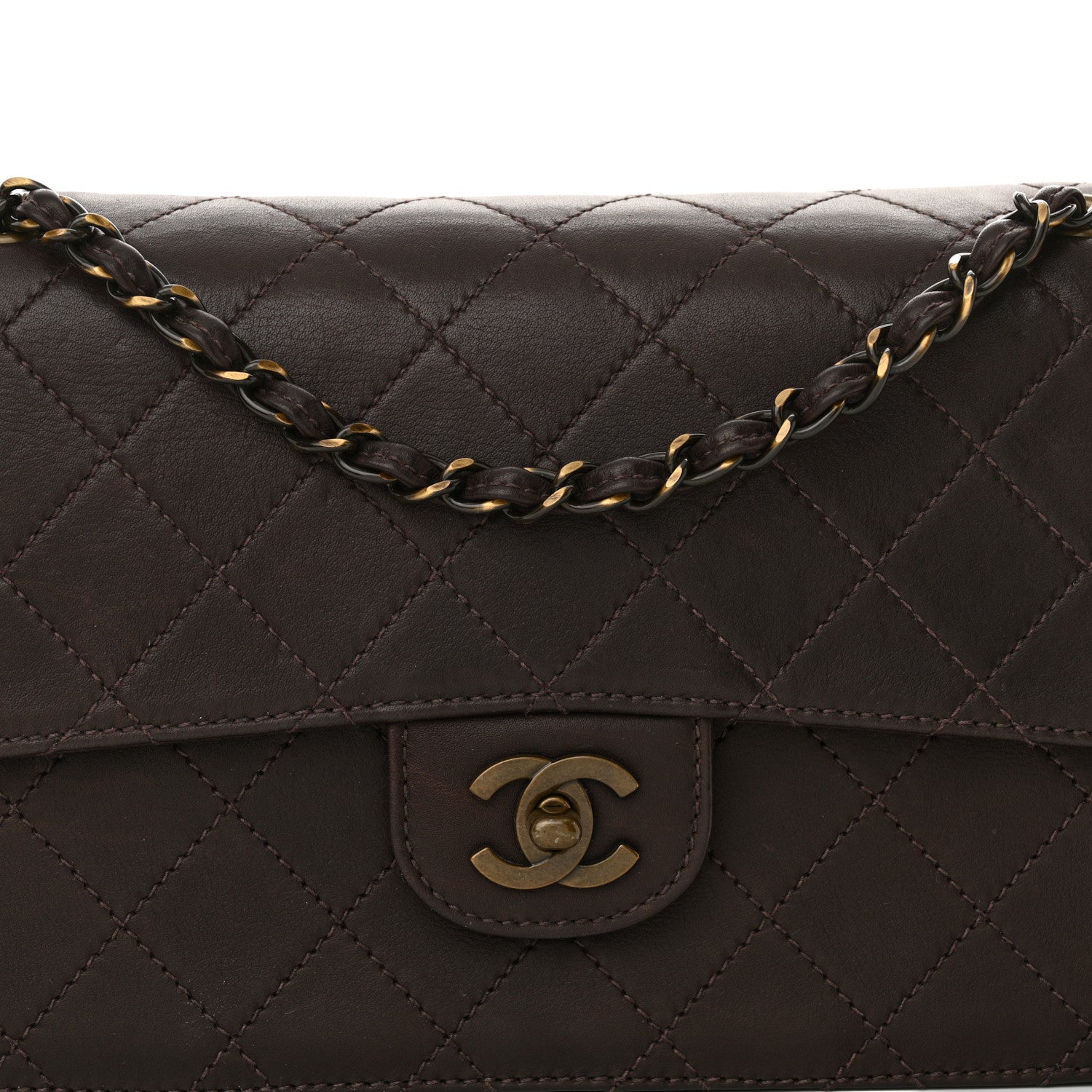 Chanel Lambskin Quilted Single Flap Dark Brown 8 of 12