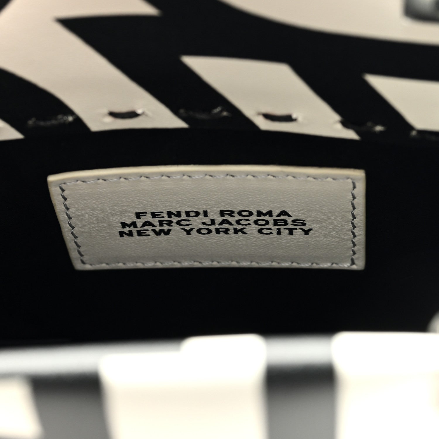 Fendi X MARC JACOBS Vitello King Plexiglass Logo Print Mini Fendi Sunshine Shopper Tote Black White 6 of 9