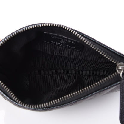 Chanel Metallic Caviar Chevron Quilted Small Cosmetic Case Black 5 of 8