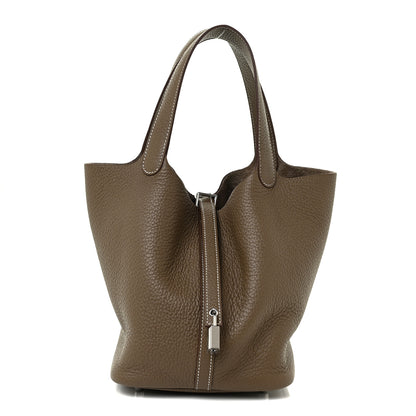 Hermes Taurillon Clemence Picotin Lock 22 MM Etoupe 1 of 9