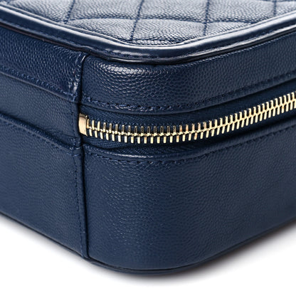 Chanel Caviar Quilted Medium CC Filigree Vanity Case Navy 9 of 9