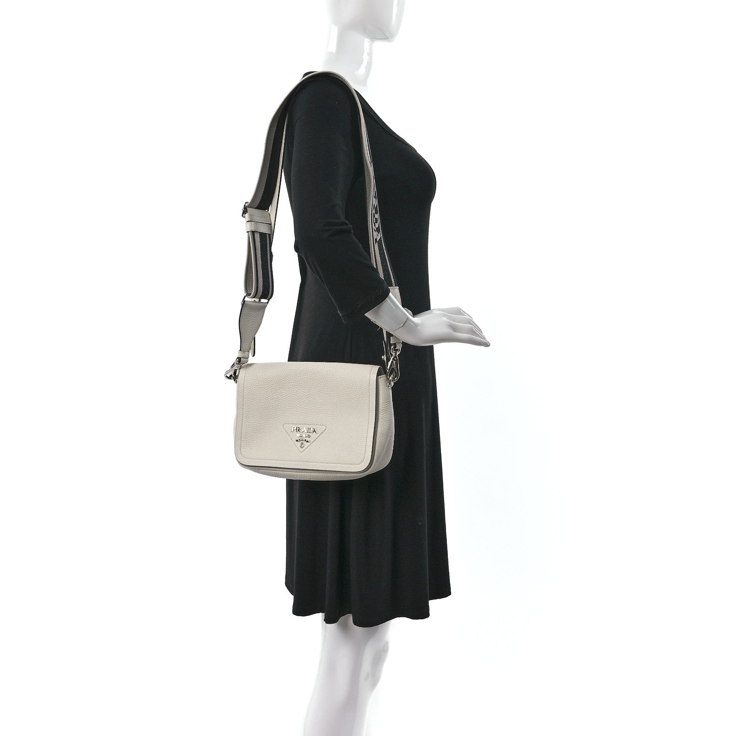 Prada Vitello Daino Soft Flap Crossbody White 2 of 8