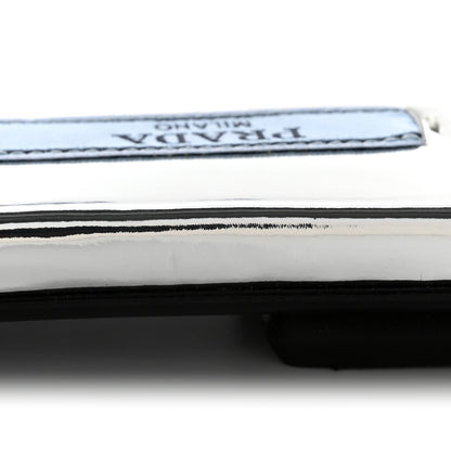 Prada Plexiglass Metallic Calfskin Metal Triangle Logo Ciabatte Flat Slide Sandals 40 Argento 10 of 12