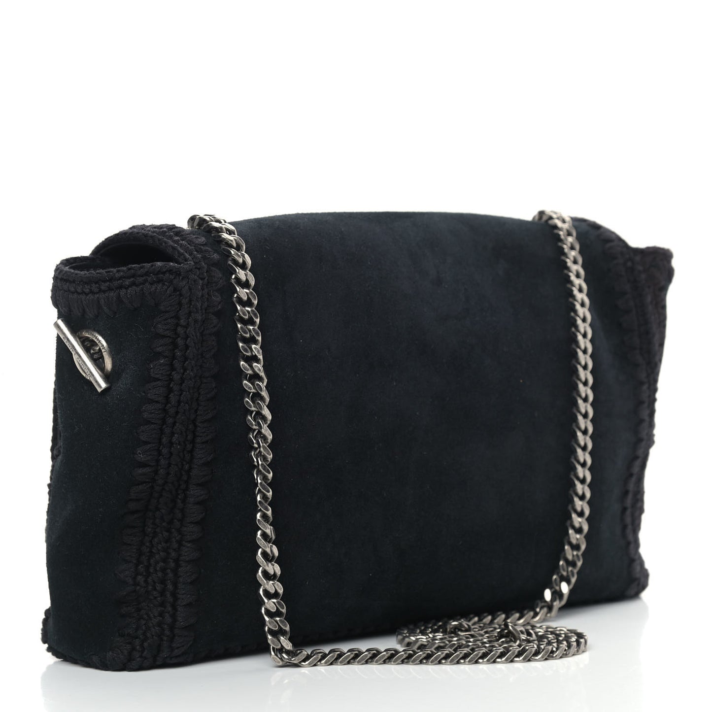 Suede Monogram Medium Kate Whipstitch Shoulder Bag Black