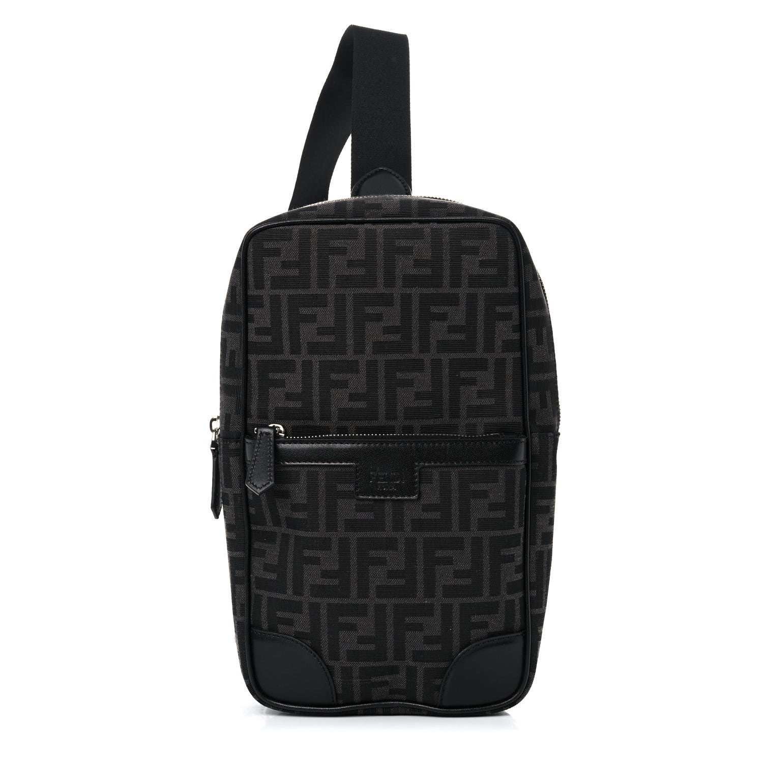 Fendi Recycled Fabric Jacquard Vitello Astro FF 1974 One-Shoulder Travel Backpack Asfalto Black 1 of 11