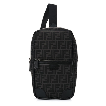 Fendi Recycled Fabric Jacquard Vitello Astro FF 1974 One-Shoulder Travel Backpack Asfalto Black 1 of 11