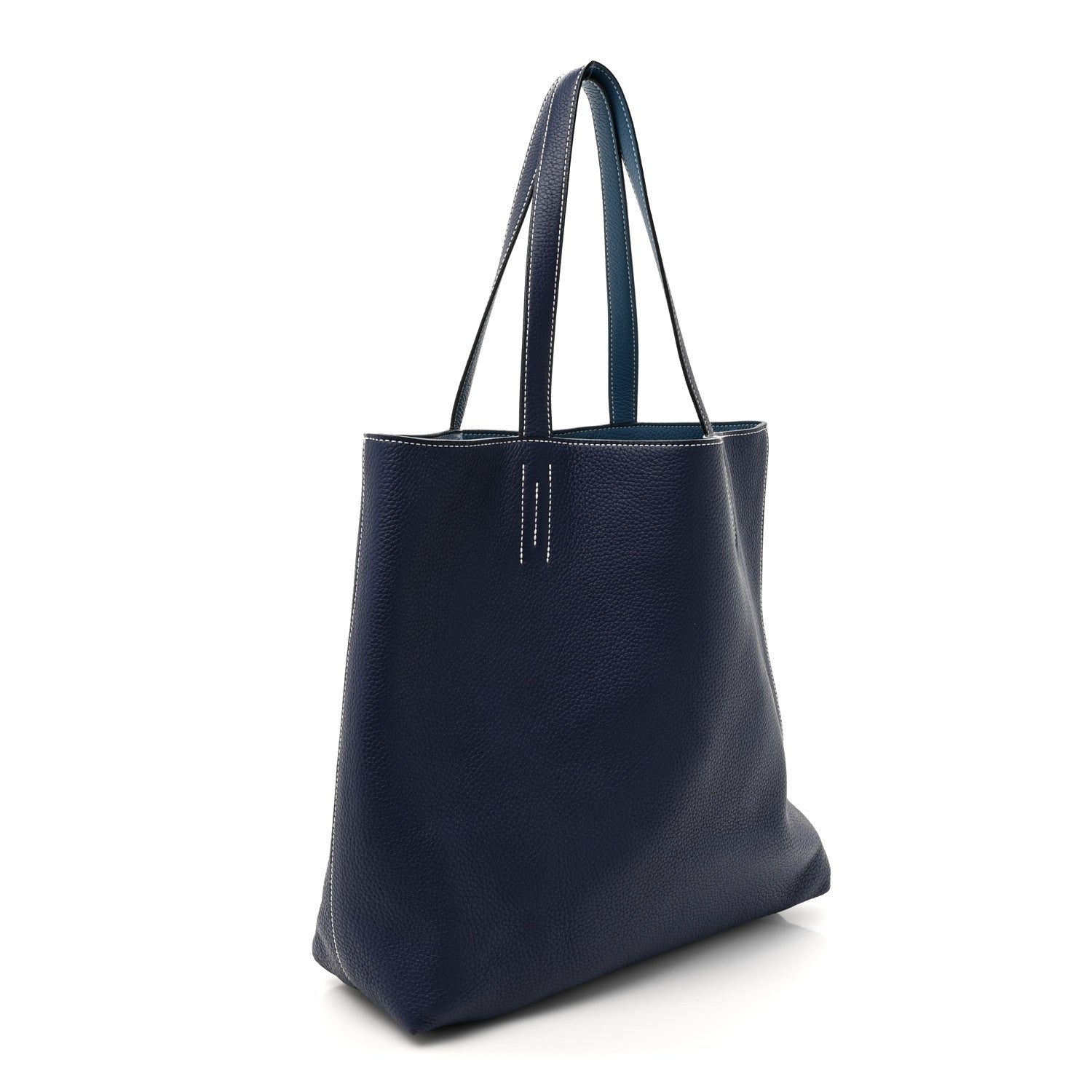 Hermes Taurillon Clemence Double Sens 36 Reversible Tote Bleu Sapphire Izmir 4 of 20