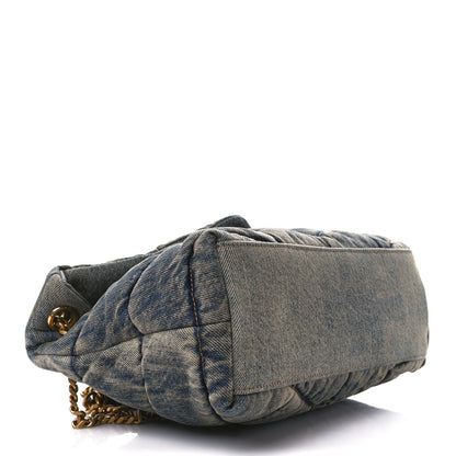 Saint Laurent Denim Quilted Small Loulou Puffer Monogram Chain Satchel Rodeo Blue 4 of 12