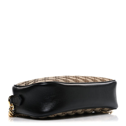 Gucci Monogram Matelasse Diagonal Small GG Marmont Chain Shoulder Bag Beige Black 4 of 11