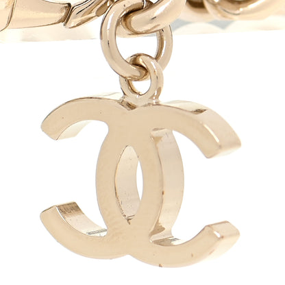 Chanel Metal Lambskin Pearl Name Plate Bracelet Black Gold 5 of 6