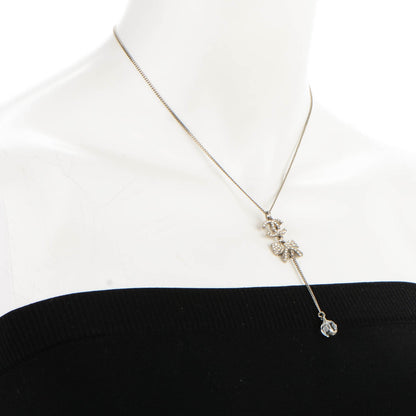 Chanel Crystal CC Bow Drop Necklace Silver 2 of 4
