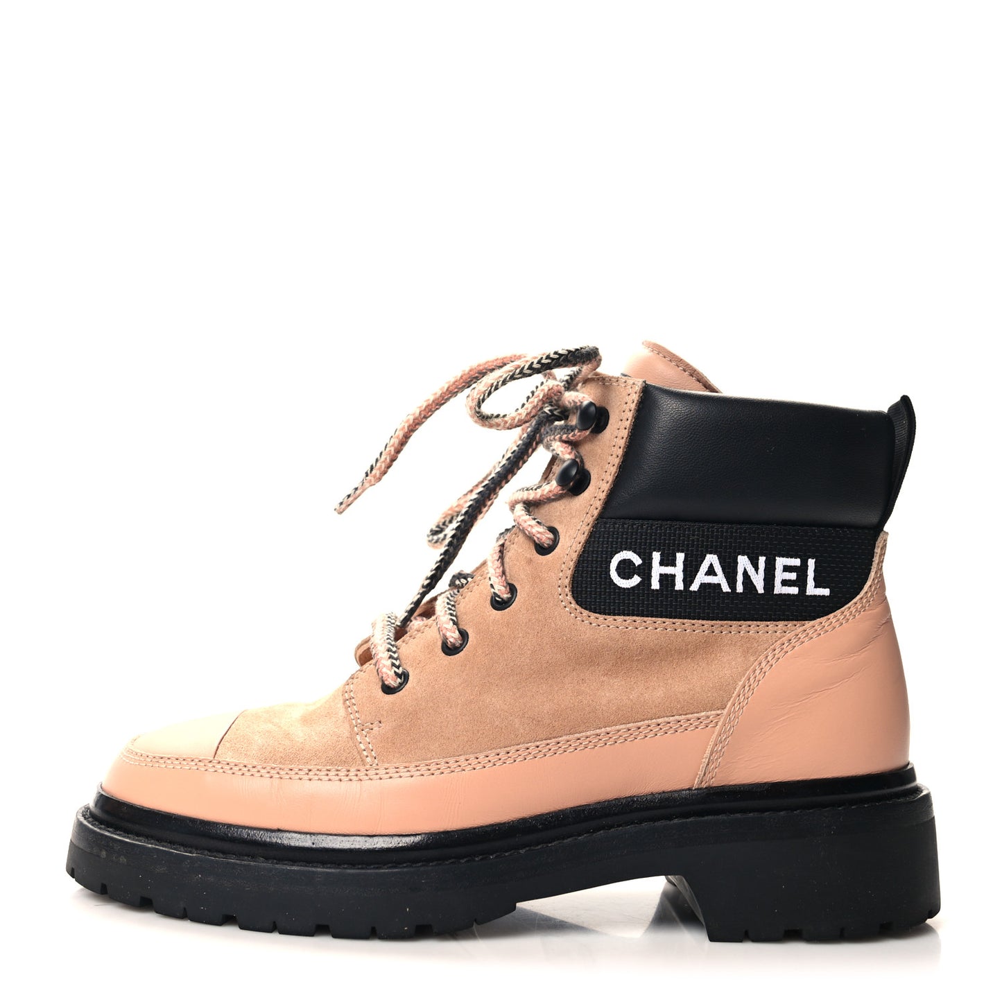 Suede Calfskin Lace Up Boots 38 Pink