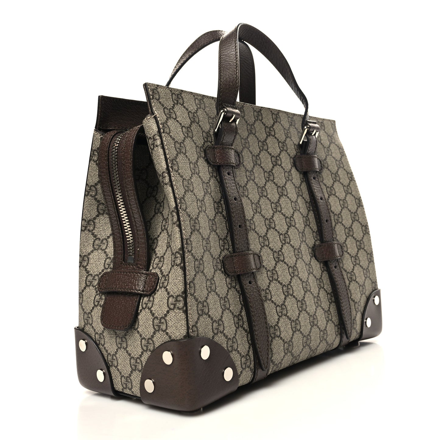 GG Supreme Monogram Textured Dollar Calfskin Small Detail Tote Beige Ebony New Acero