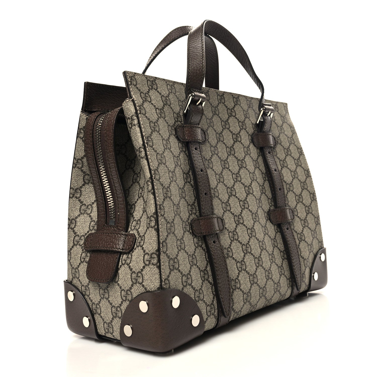 Gucci GG Supreme Monogram Textured Dollar Calfskin Small Detail Tote Beige Ebony New Acero 3 of 10