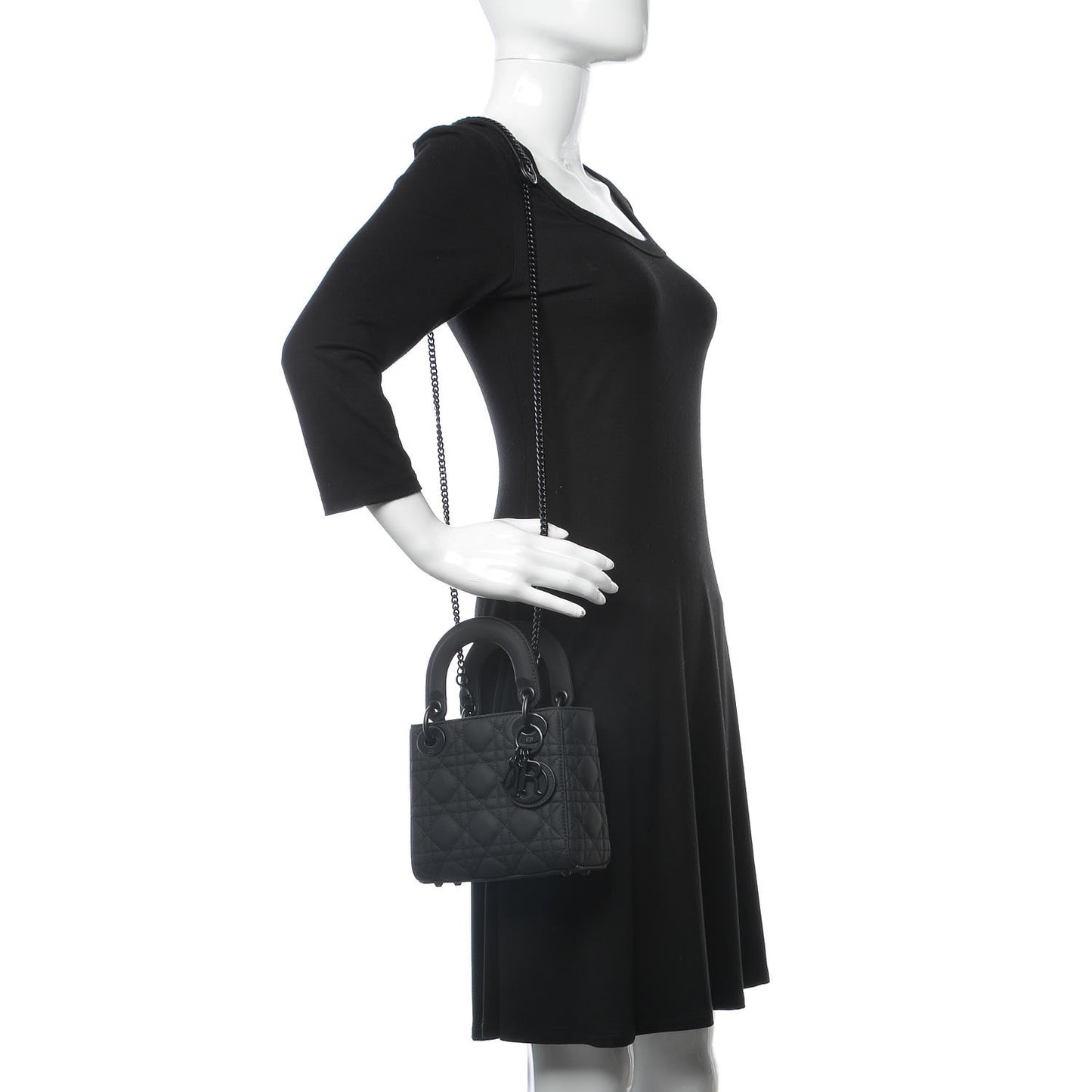Ultra Matte Calfskin Cannage Mini Lady Dior Black