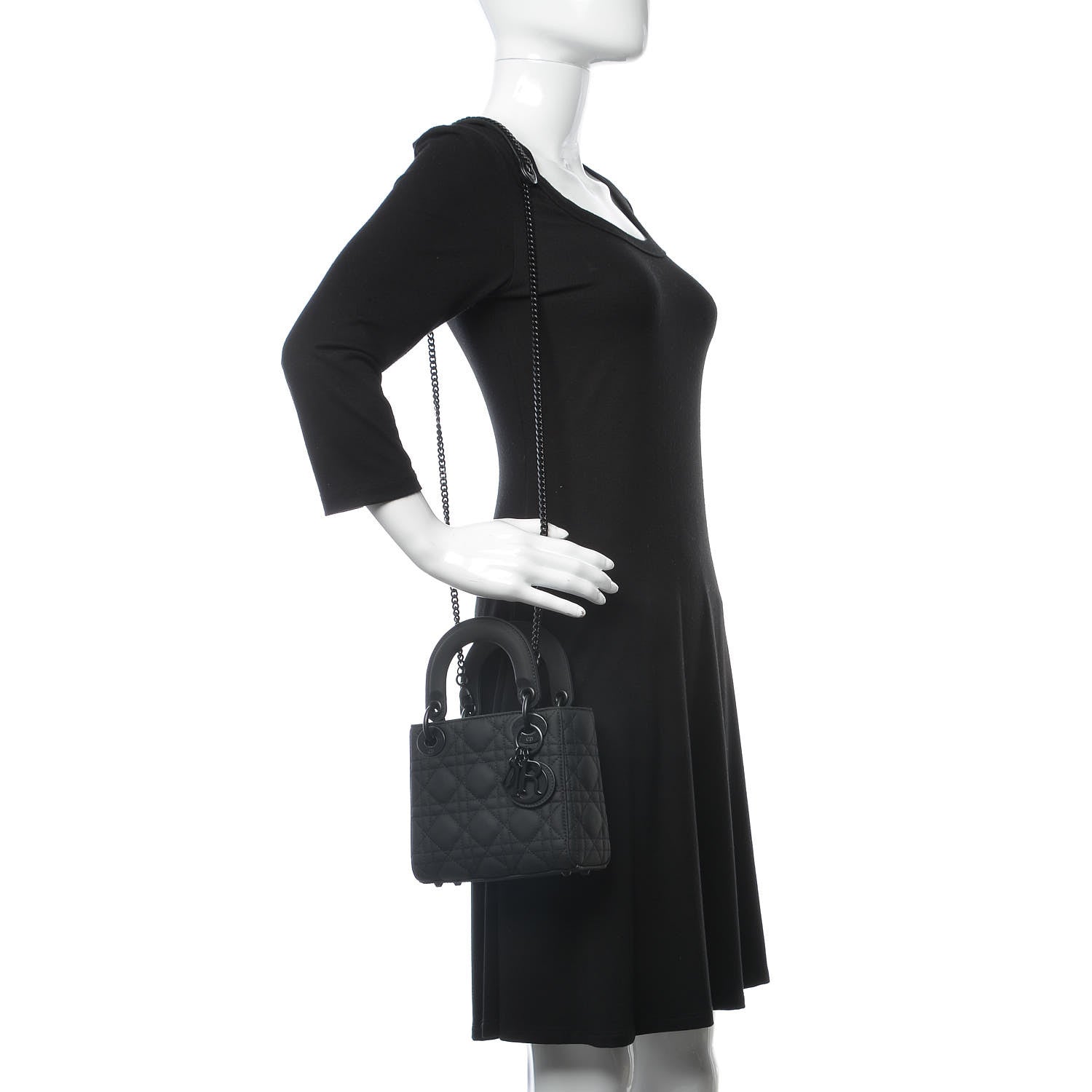 Christian Dior Ultra Matte Calfskin Cannage Mini Lady Dior Black 2 of 8