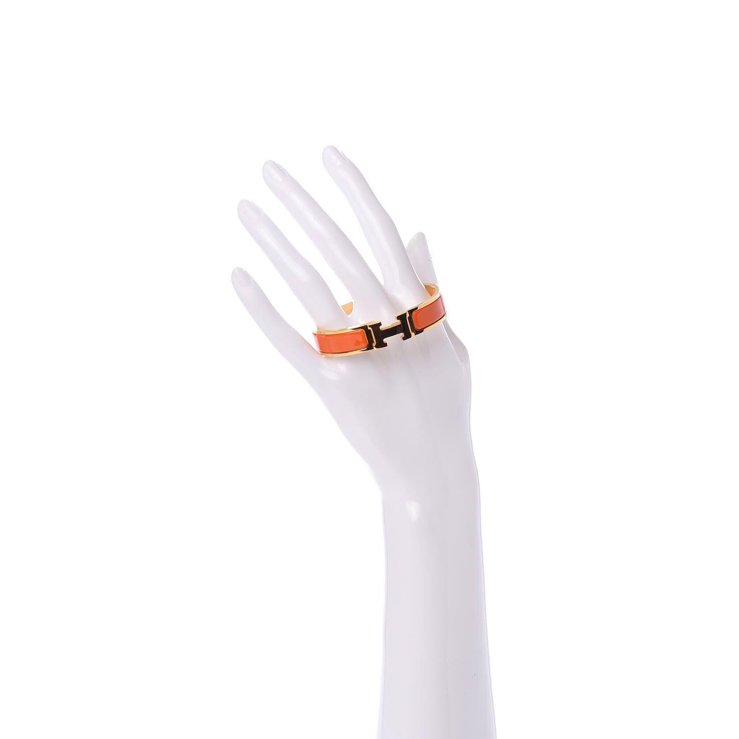 Hermes Enamel Narrow Clic Clac H Bracelet GM Orange 2 of 5