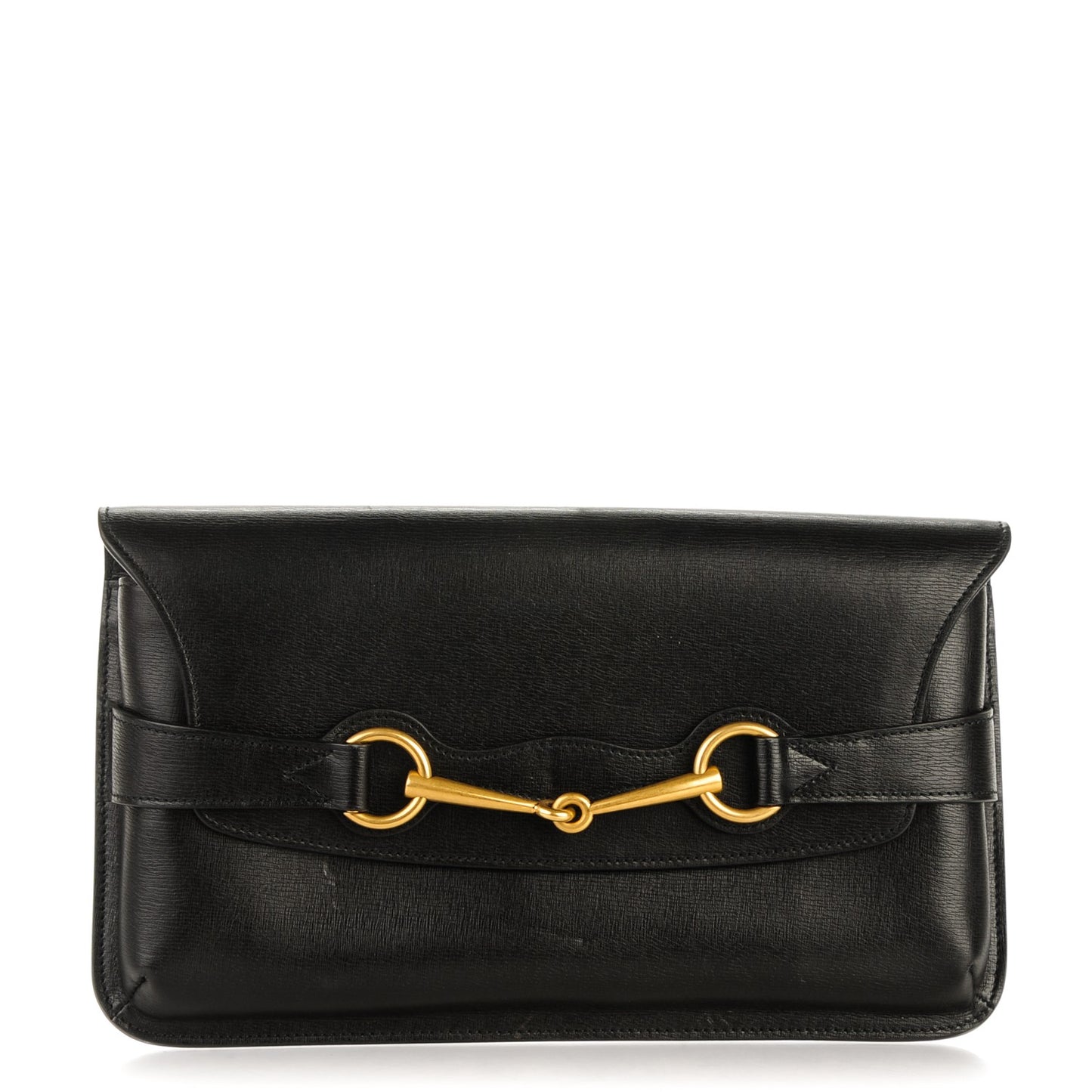 Calfskin Large Bright Bit Clutch Black