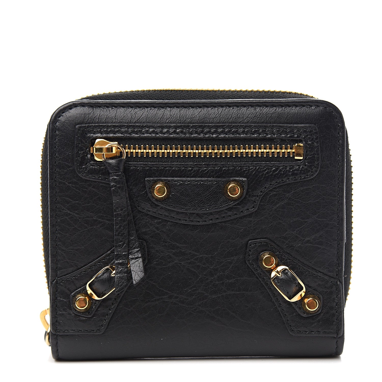 Balenciaga Agneau Classic Gold Hardware Compact Wallet Black 1 of 7